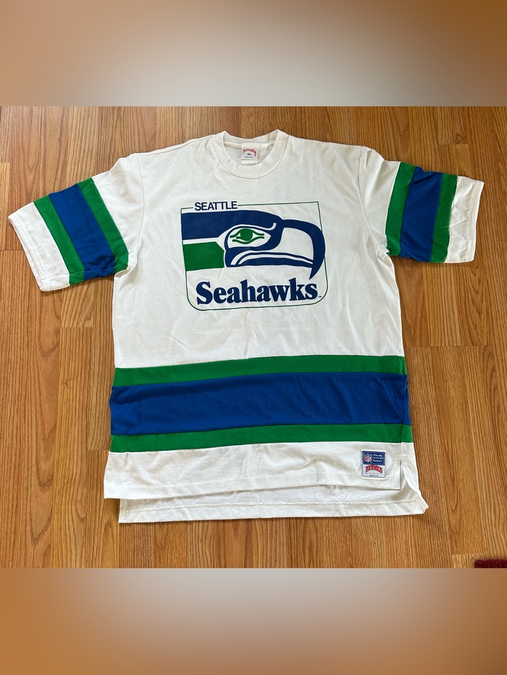 Vintage 80’s Nutmeg Mills Seattle Seahawks crewneck shirt XL USA HTF